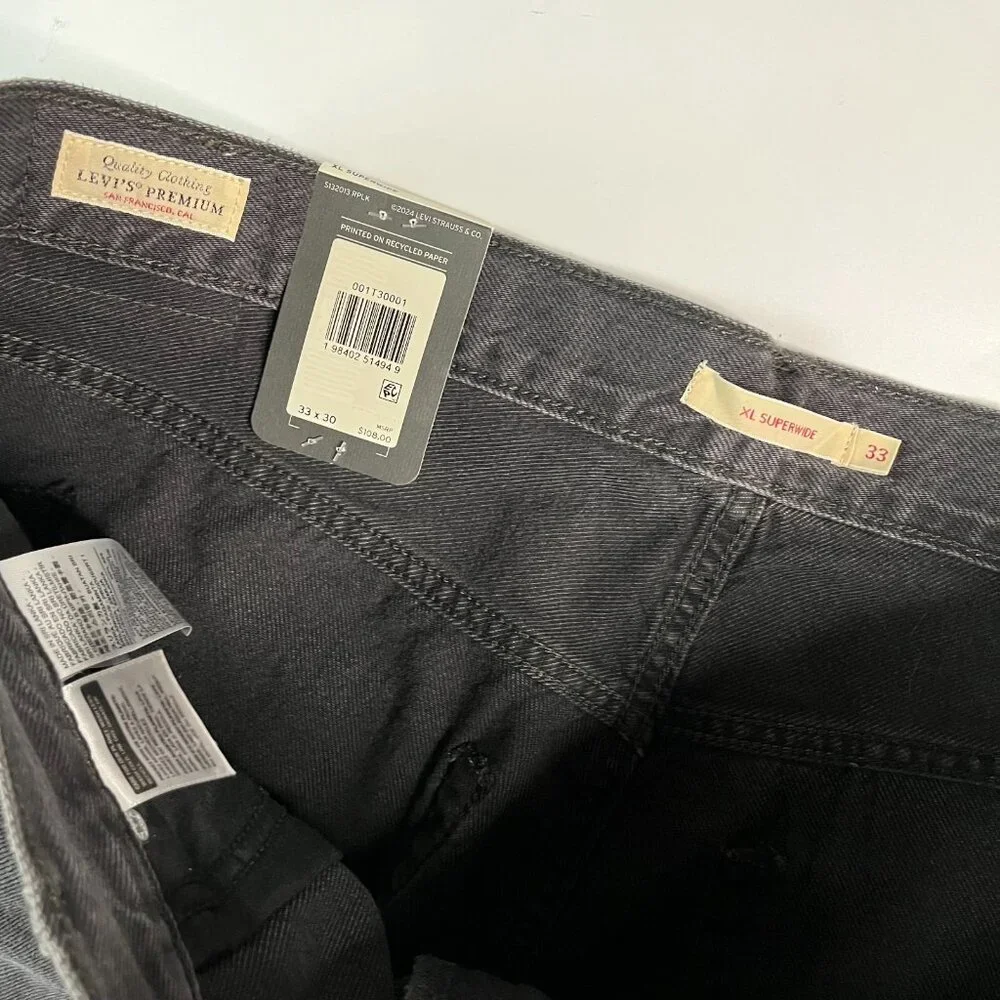 Free People Levi's Premium XL Superwide Baggy Jeans Faded Black Wash NWT Size 33 - Picture 5 of 5